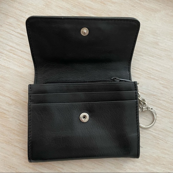 DKNY black leather coin purse key ring wallet - Picture 2 of 7